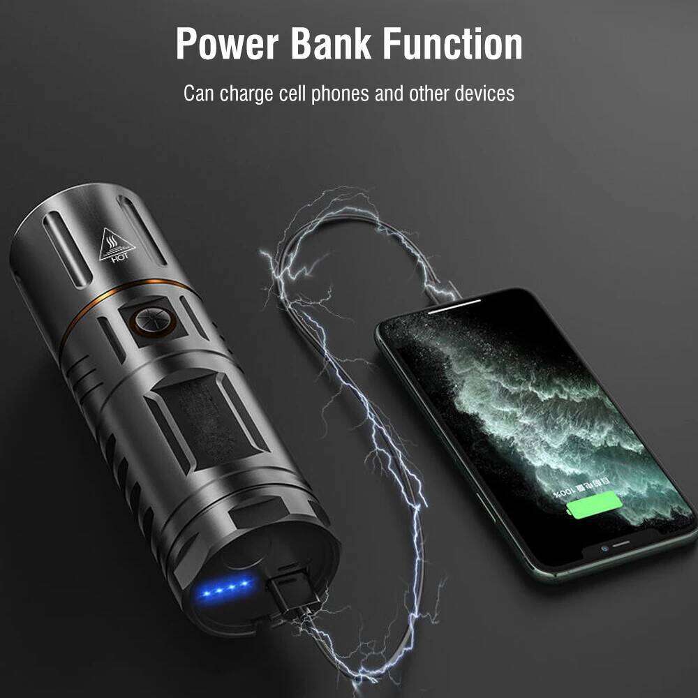 BORUiT Ultra Bright 3000LM LED 26650 Zoom Torch 5000mAH USB Rechargeable Handheld Flashlight Camping Fishing Lantern Z260301