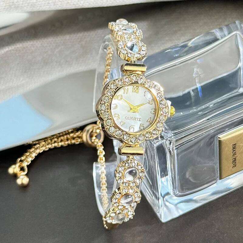 Elegant Rhinestone Women es Fashion Ladies Strap Quartz Wrist Reloj Mujer Girls Clock Gift Without Box H260228