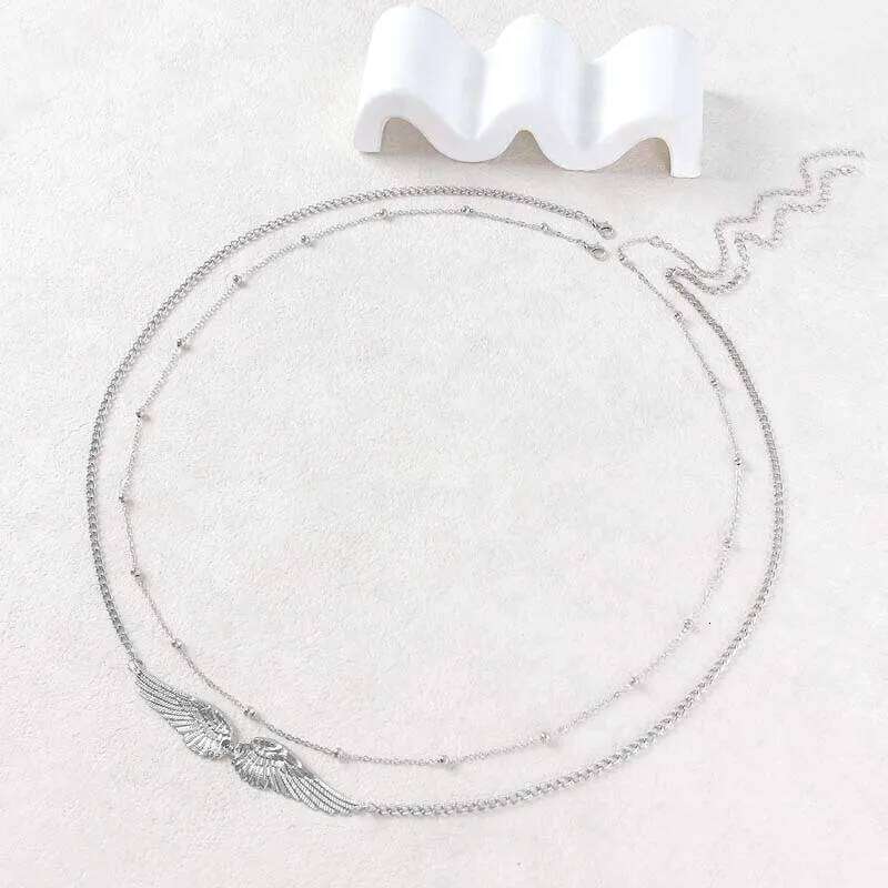 Sexy Metal Wings Chains for Women New Trendy Gold Color Double Layer Beaded Body Waist Chain Beach Party Jewelry Gifts H260228