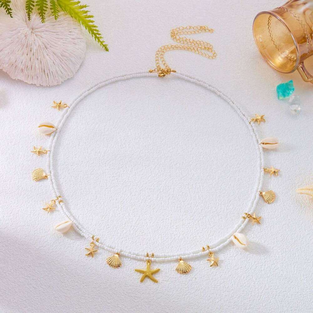 Bohemian Starfish Shell Rice Bead Chain 2 Piece Set for Women Beach Themed Double Strand Waist Friendship Jewelry Gifts H260228