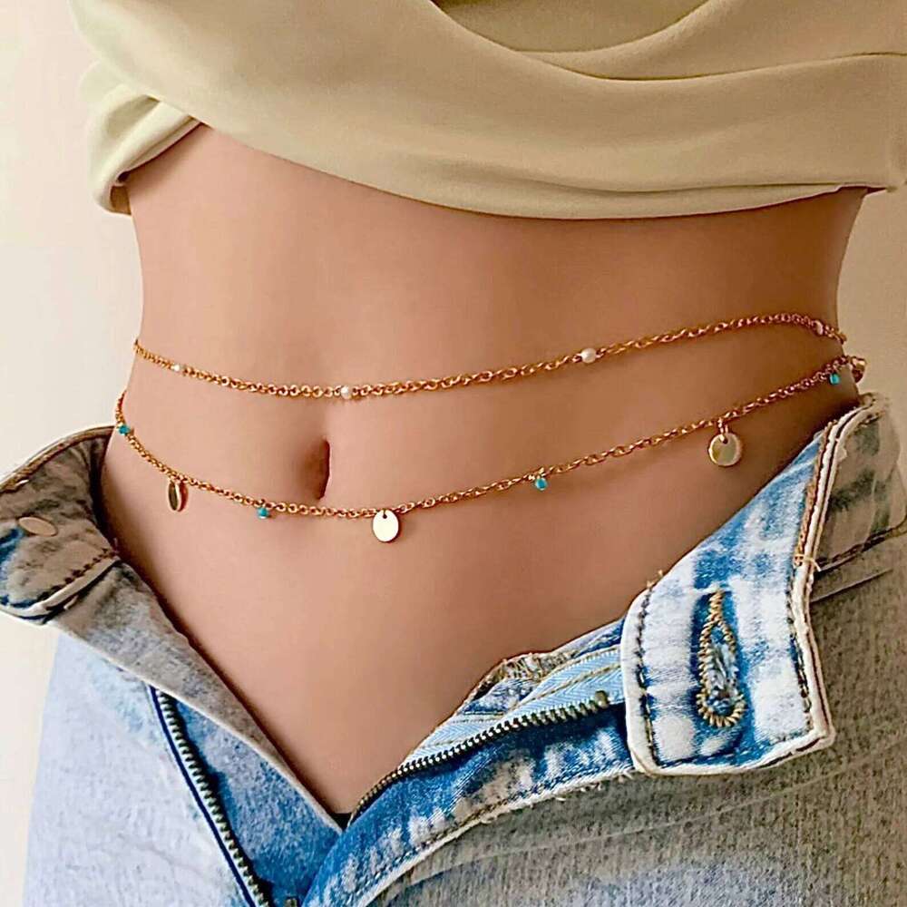 Starry Trendy Minimalist Sexy Clear Rhinestone Waist - Womens Sweet & Edgy Bikini Sparkling Body Chain H260228