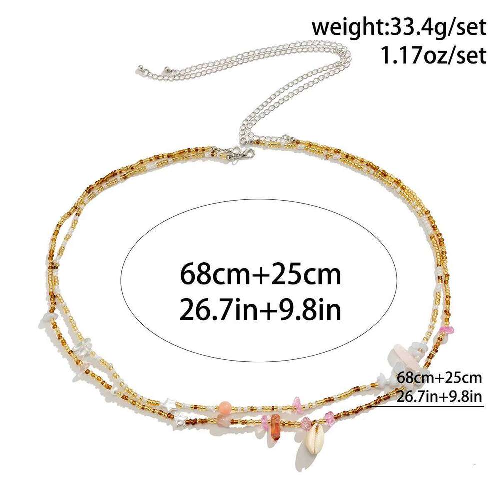 KunJoe Bohemia 2pcs/set Colorful Rice Beaded Belly Waist Women Summer Imitation Pearl Irregular Stone Body Chain H260228