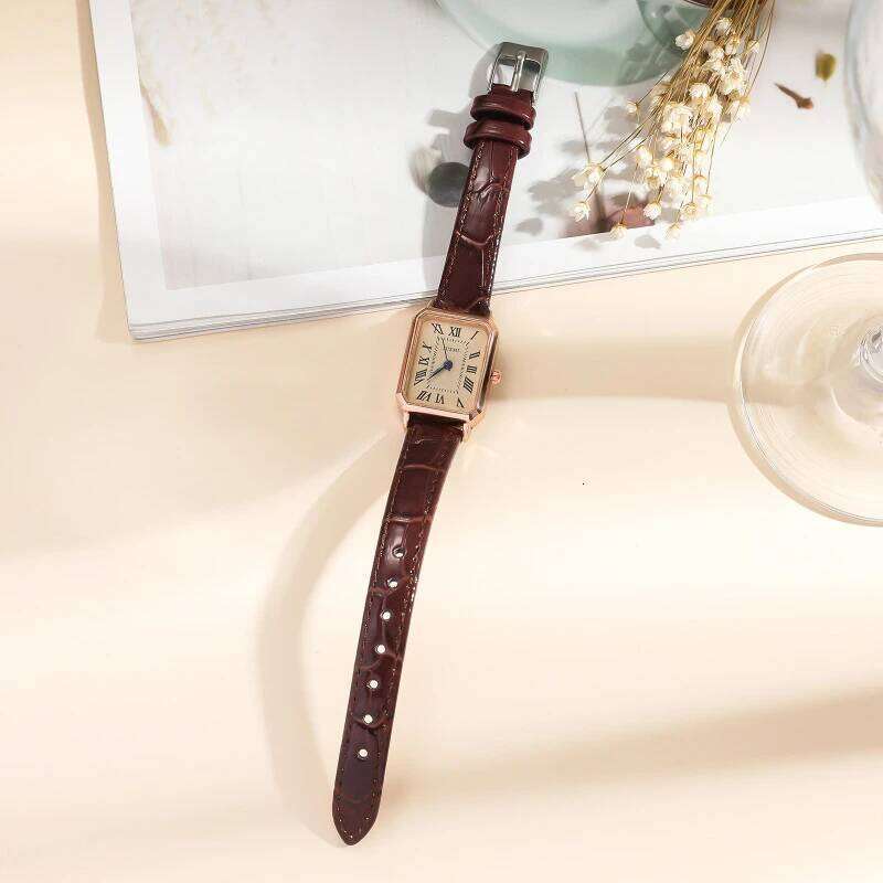Ladies , temperament retro Roman blue needle scale design simple fashion quartz H260228