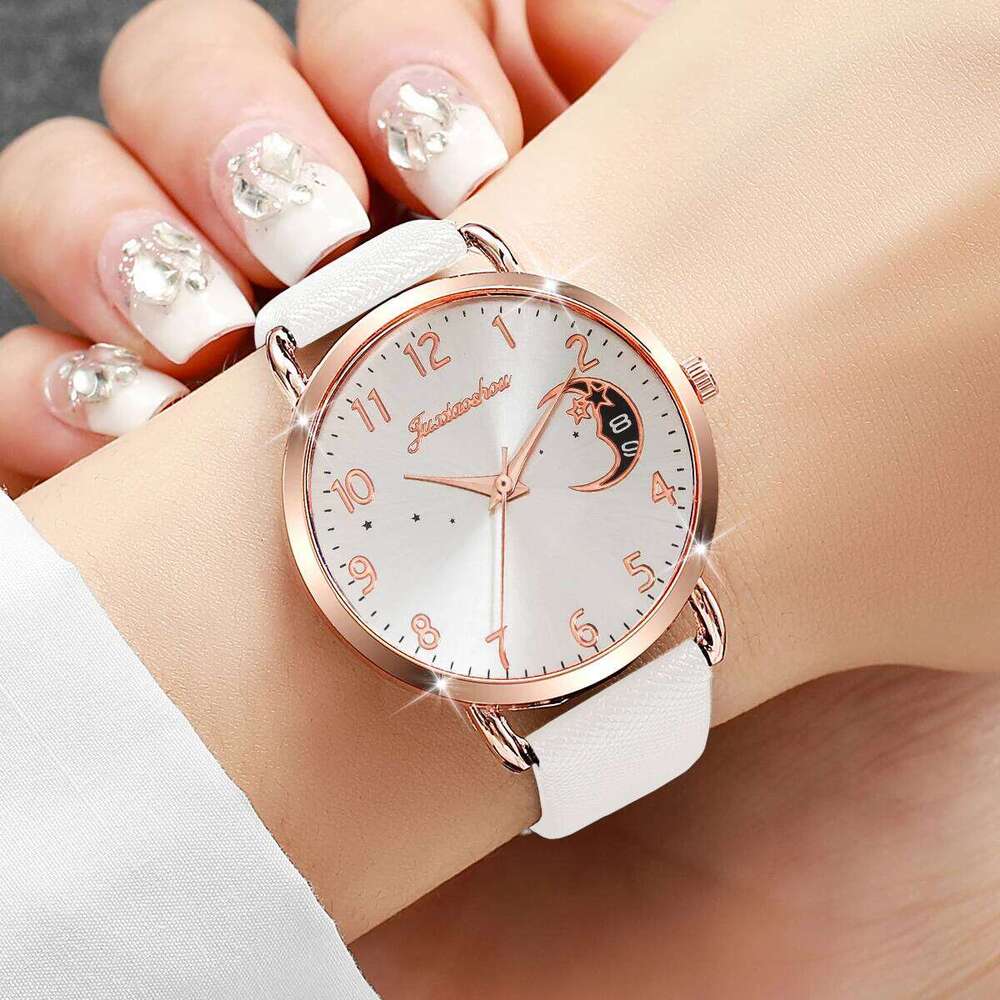 Fashion Moon Dial Women es Casual Leather Strap Quartz for Ladies Clock Reloj MujerWithout Box H260228
