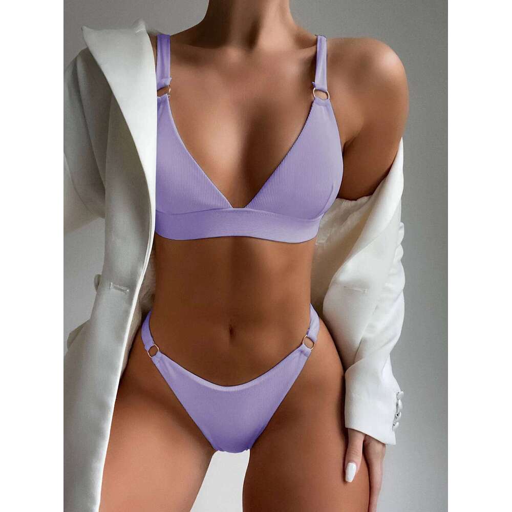 New Bikini Set for 2023 Summer Two Pieces Solid Color Has a Texture Women Swimsuit Beach Bathing Suit Swimwear Z260301