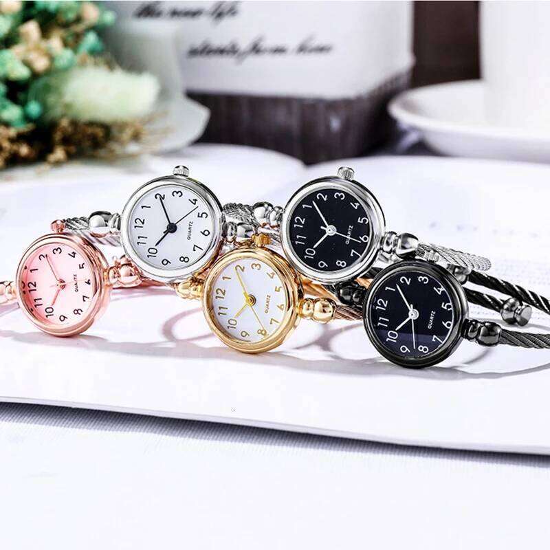 YIKAZE Women es Small Gold Bangle Stainless Steel Retro Ladies Quartz Wrist Clock Fashion Dress H260228