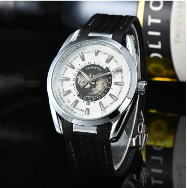 MEN OMEGity Stainless steel Sapphire glass Six needles Watch Mens Watches All Dial Work Quartz Watchs Brand Clock Men Fashion seamaster wristwatches #60