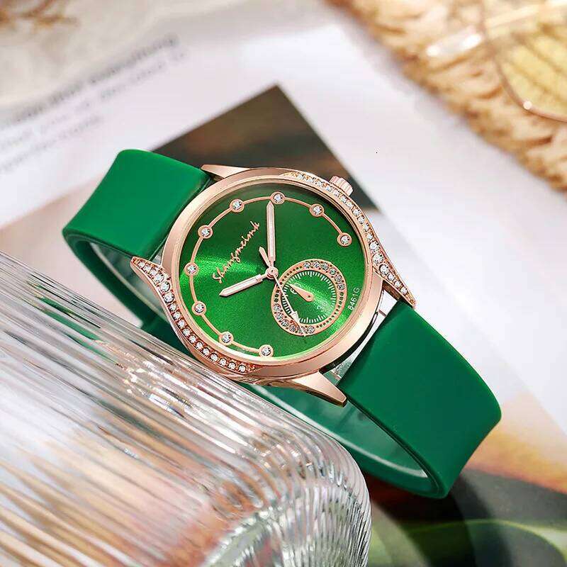 Fashion Rhinestone Women Quartz Casual Silicone Band Ladies es Clock Gift Reloj MujerWithout Box H260228