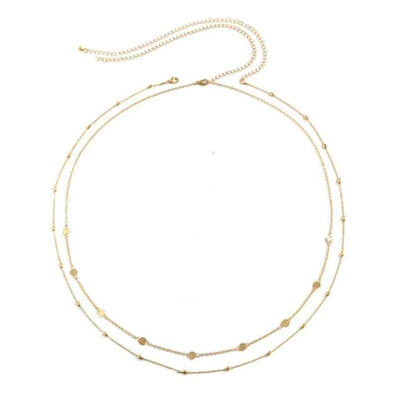 Fashion Metal Double Layered Beads Belly Chains for Women Simple Gold Color Waist Body Chain Beach Party Jewlery Accessories H260228