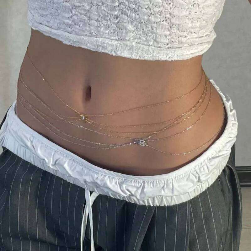 2025 Sexy Multilayer Tassel Waist for Women Girls Fashion Gold Color Shiny Zircon Heart Belly Chain Jewelry Accessories H260228