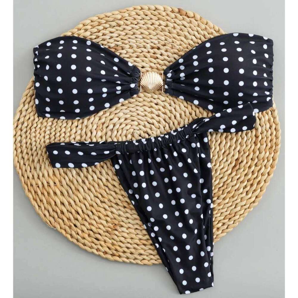 2025 Polka Dot Bikini Set Women Two Piece Swimwear - Flirty Sexy Instagram Beach Vacation Push Up Swimsuit Z260301