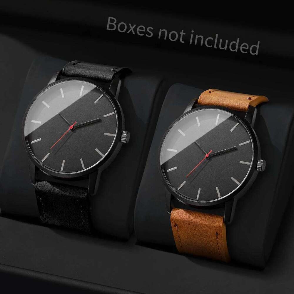 1/2PCS Simple Dial Business es Casual Leather Strap Analog Quartz for Men Clock Reloj HombreWithout Box H260228