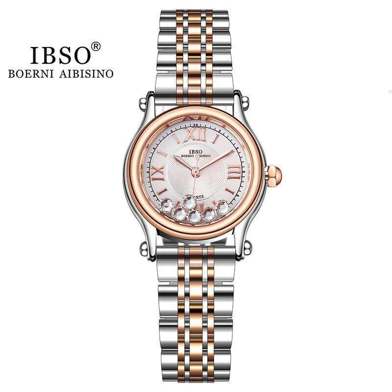 Women's Japan Quartz Hours Fine Fashion Dress Clock Real Leather Happy Moving Rhinestones Girl's Gift H260228