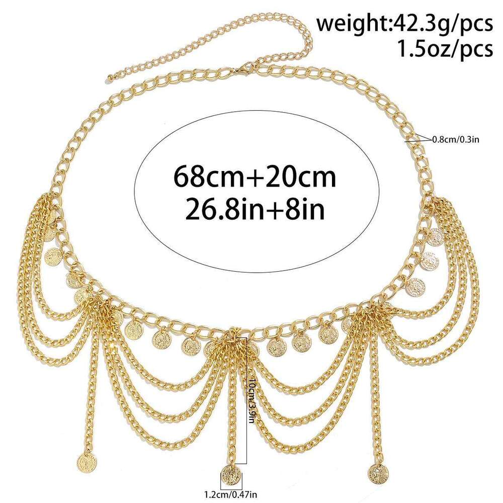 Ingemark Multilayer Butterfly Ball Heart Pendant Tassel Lingerie Chain Waist Belly Belt Women Summer Bikini Body Jewelry H260228