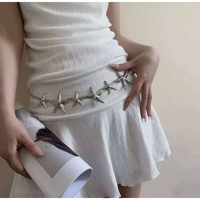 Vintage Bohemian Waist Metal Punk Starfish Chain Belly Chains Beach Bikini Body Jewelry Accessories Women Belt H260228