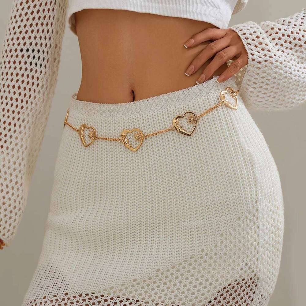 Heart Moon Sun Waist New Exquisite Sexy Gold Color Belt Body Chain Bikini Festival Women Trend Single Circle Accessories H260228