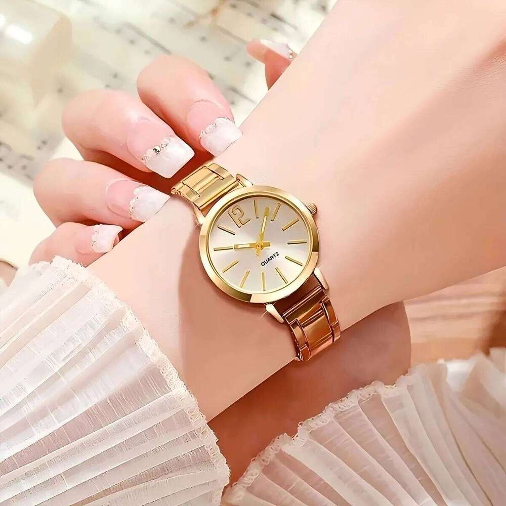 6pcs/set Elegant Women Quartz Fashion Simple Dial Ladies Wrist Rhinestone Jewelry Set Reloj MujerWithout Box H260228