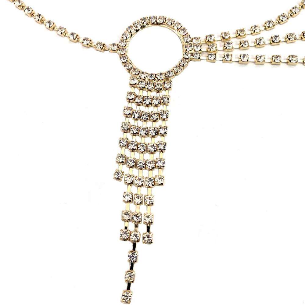 1pc Sparkling Tassel Waist Female Sexy Water Diamond Body Chain Nightclub Hot Girl Beach Bikini Accessories H260228
