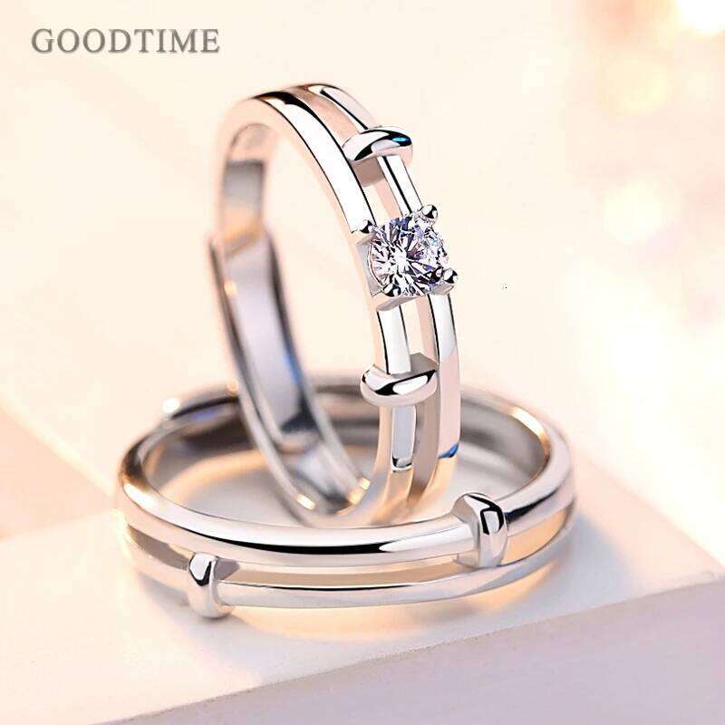 Fashion Real 925 Sterling Silver Wedding Bridal Adjustable and Couple Band Jewelry Finger Ring Valentine Gift H260228