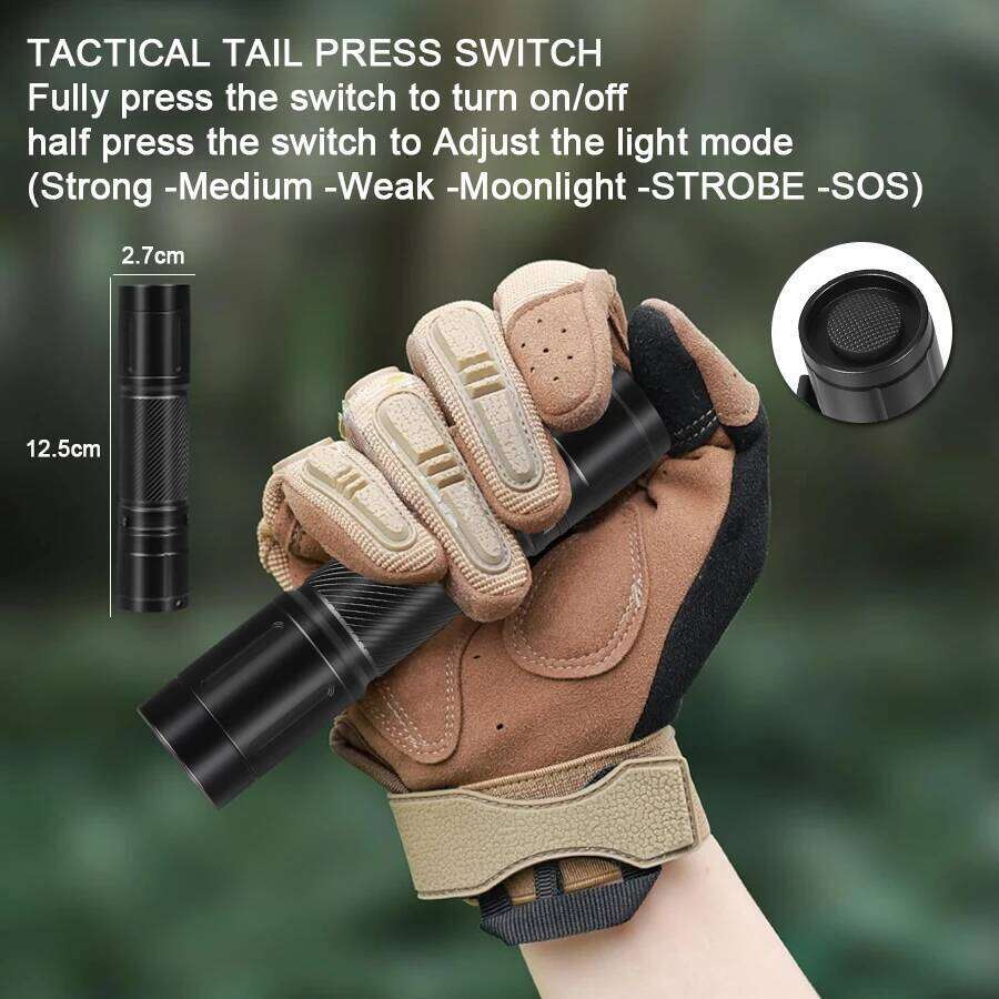 1200LM Portable Tactical Flashlight, 6 Lighting Modes, 360 Clip,High Brightness Torch Built-in 21700 Battery Emergency Light Z260301