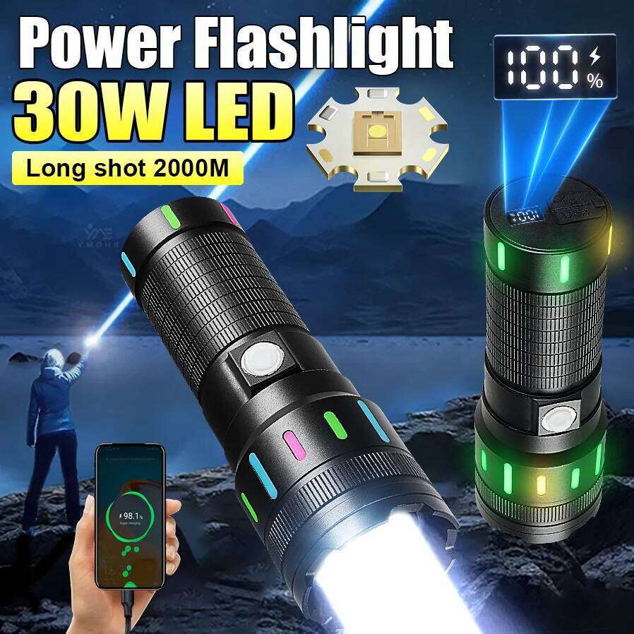 Powerful Flashlight Aluminum alloy USB Rechargeable LED Flashlights 18650 Tactical Light Waterproof Zoom Torch Camping Emergency Z260301