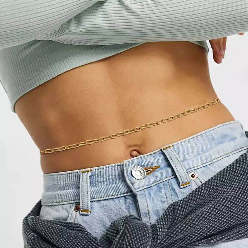 MinaMaMa Stainless Steel Paperclip Waist For Women Minimalist Beach Bikini Sexy Belly Chain Body Jewelry H260228
