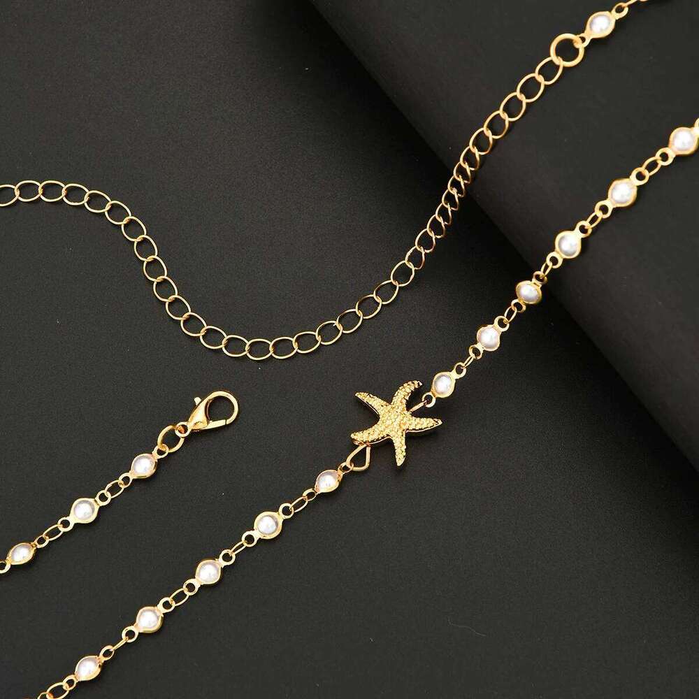 Fashion Imitation Pearl Starfish Waist for Women Boho Gold Color Metal Belly Chains Summer Beach Bikini Jewelry Accessory H260228