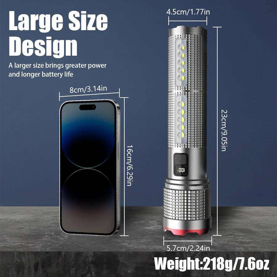 Rechargeable Zoom Flashlight White Laser 5 Modes Power Bank Portable Work Light Outdoor Camping Emergency Lighting Z260301