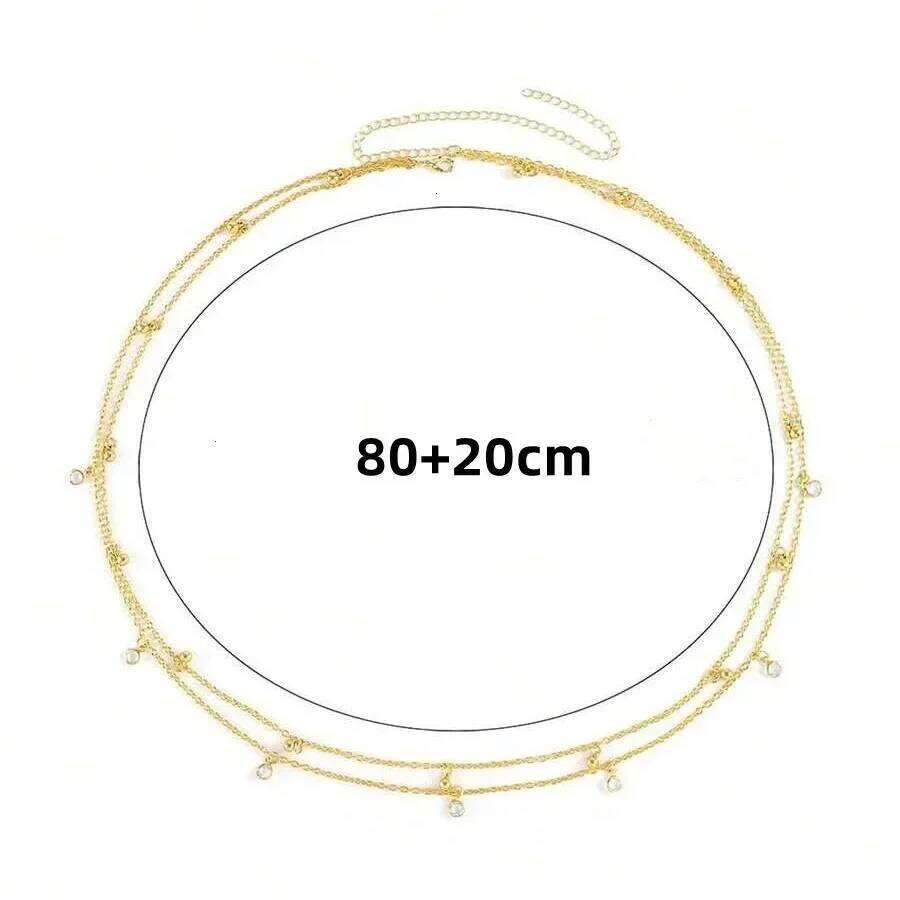 Fashionable and Versatile Item Summer Beach Sexy Bikini Rhinestone Waist Chain, Simple Metal Small Round Bead Tassel Body Chain H260228