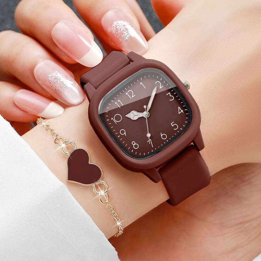 2/4PCS Fashion Square Silicone Strap Women Wrist With Heart Set Reloj Mujer Girls Clock GiftWithout Box H260228