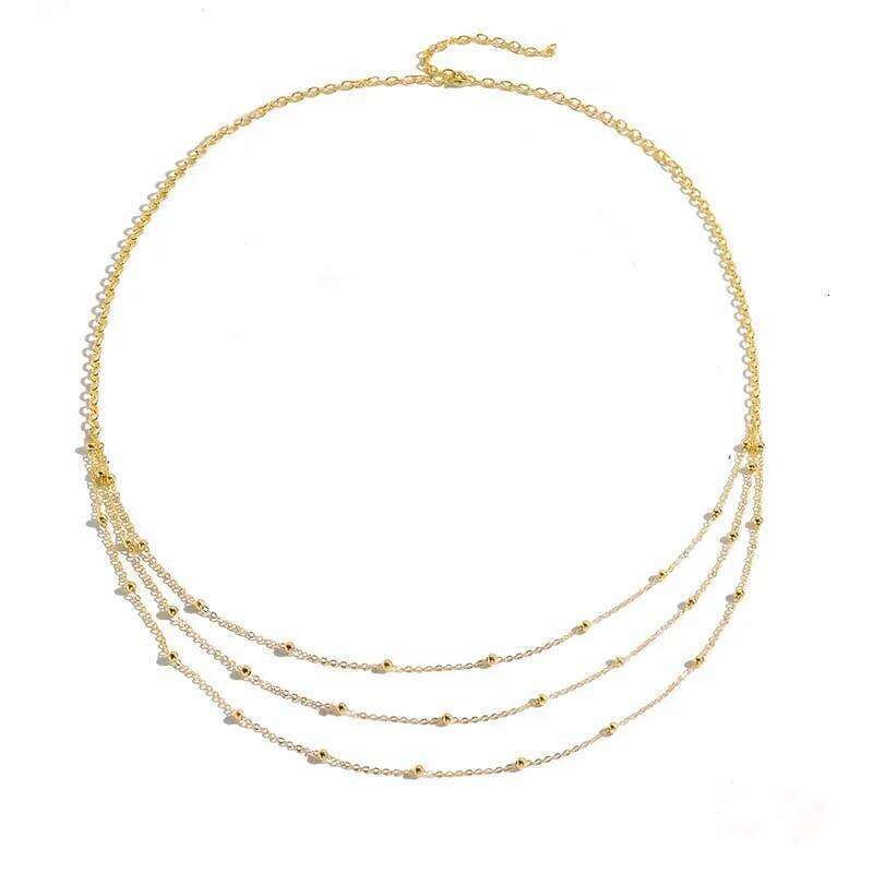 Fashion Metal Multilayer Beaded Waist for Women New Simple Gold Color Three Layer Tassel Belly Chain Beach Jewelry Gifts H260228