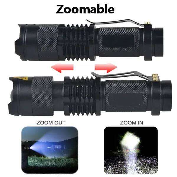 Portable Mini LED Flashlight 8000LM Q5/T-6/L2 Torch Zoomable Linterna Fishing Camping Bicycle Light 14500/18650 Defesa Pessoal Z260301
