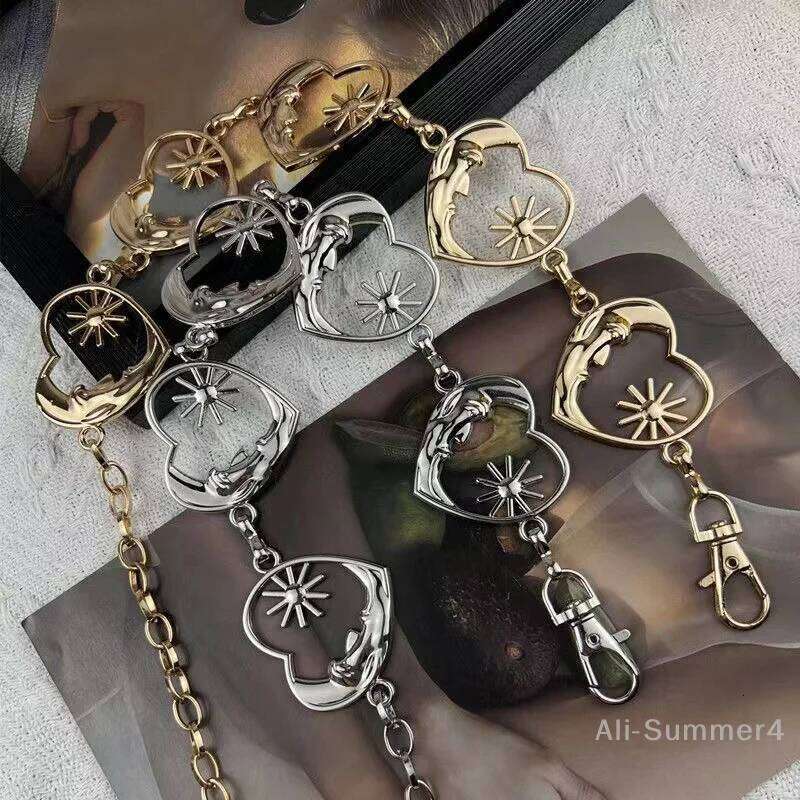 Harajuku Metal Women Vintage Punk Gothic Moon Sun High Waist Chain Pendant Belts Female H260228