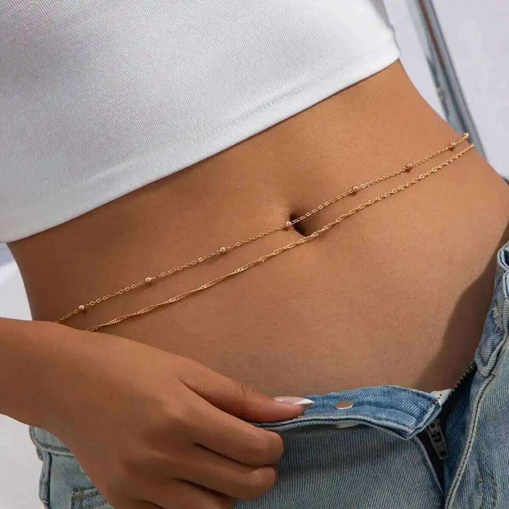 IngeSight.Z 2Pcs/set Fashion Sexy Waist Belly Women Boho Summer Beach Bikini Body Thin Chain Party Trend Jewelry Accessory H260228