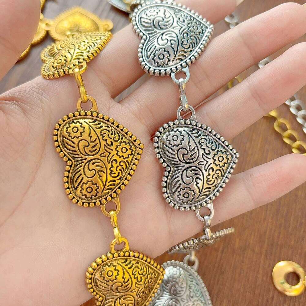 Vintage Gold Belly Chain Female Heart Metal Ladies Waist Punk Goth Belts For Women Silver Thin Waistband Pant Jewelry Accessory H260228