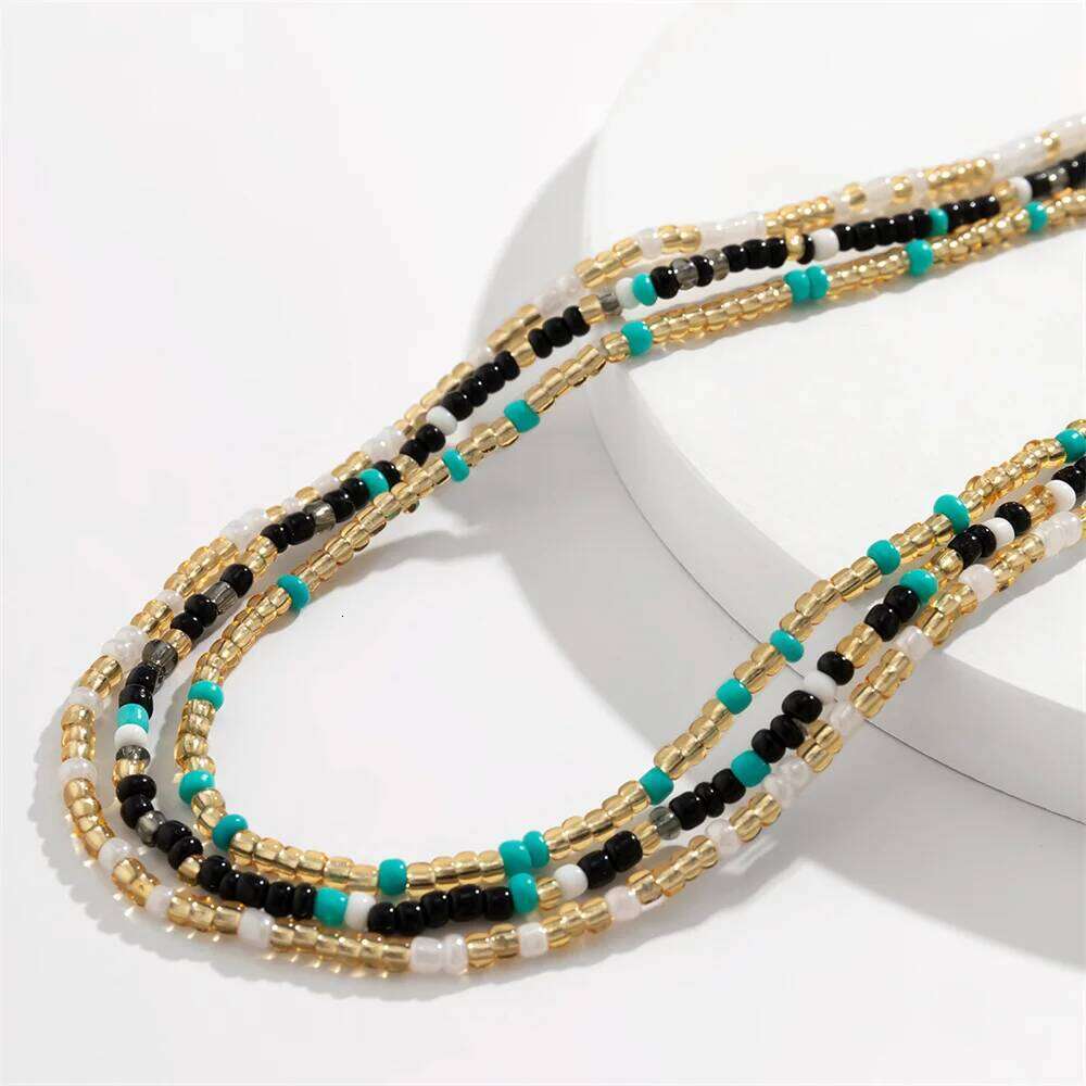 3-Pcs Colorful Waist Chain Set Women Boho Beaded Body Jewelry Adjustable Layered Belly Chains Beach Festival Accessories H260228