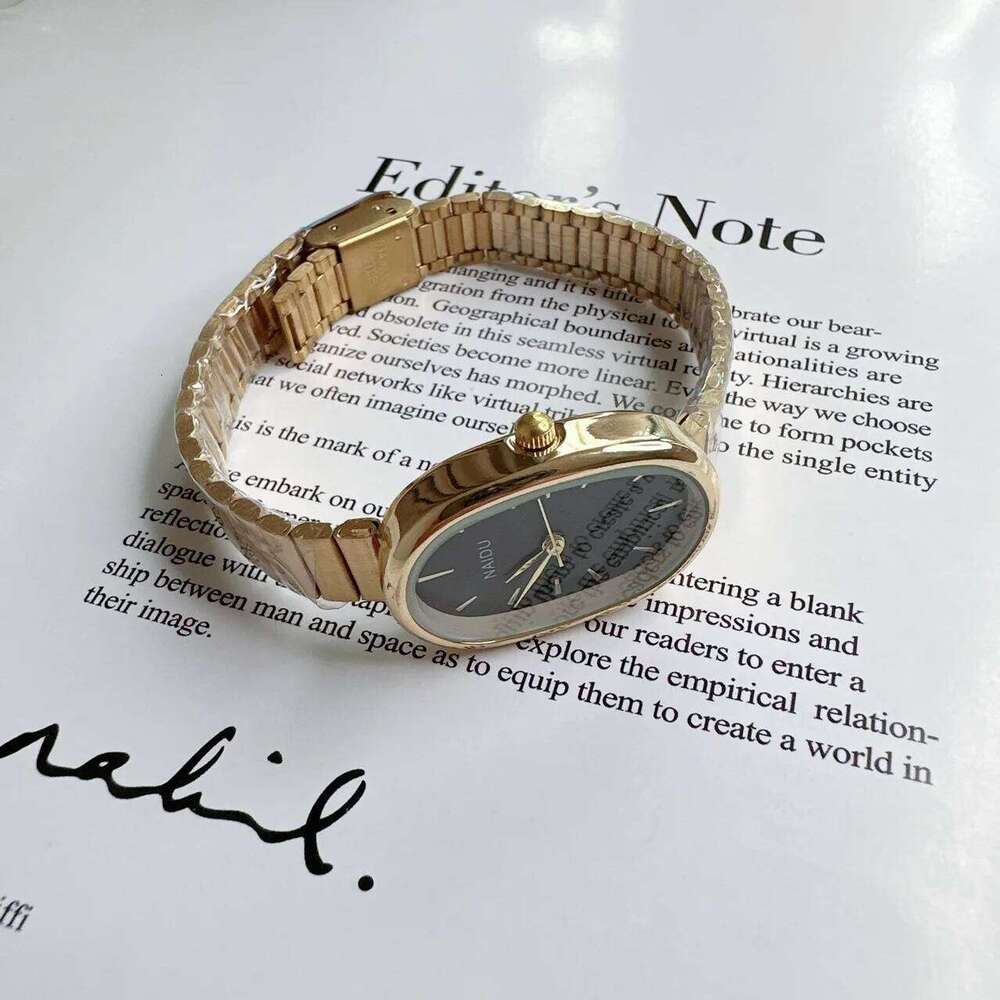 New Women's Simple Chain oval dial Compact Korean Version Versatile Clothing Female Fashion Quartz Wristes H260228