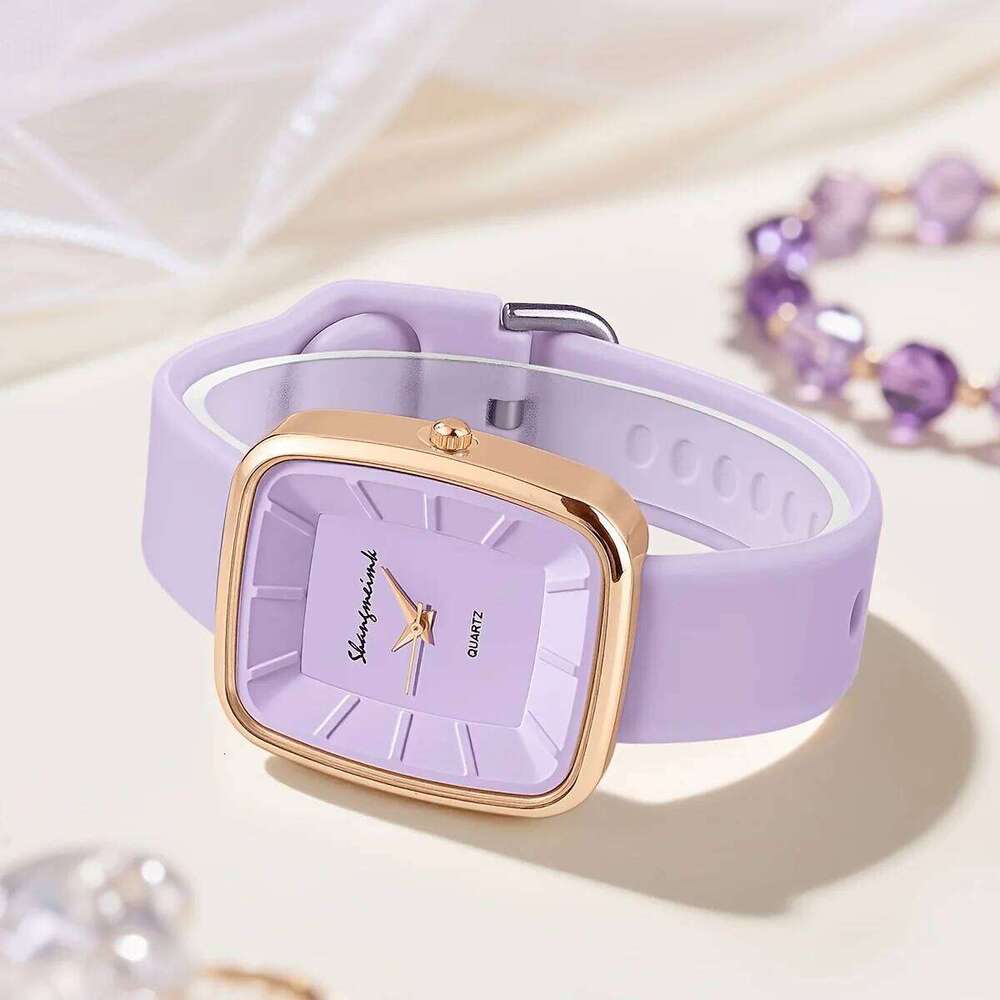 Fashion Square Womens Quartz Wrist Elegant Silicone Band Ladies es Reloj Mujer H260228