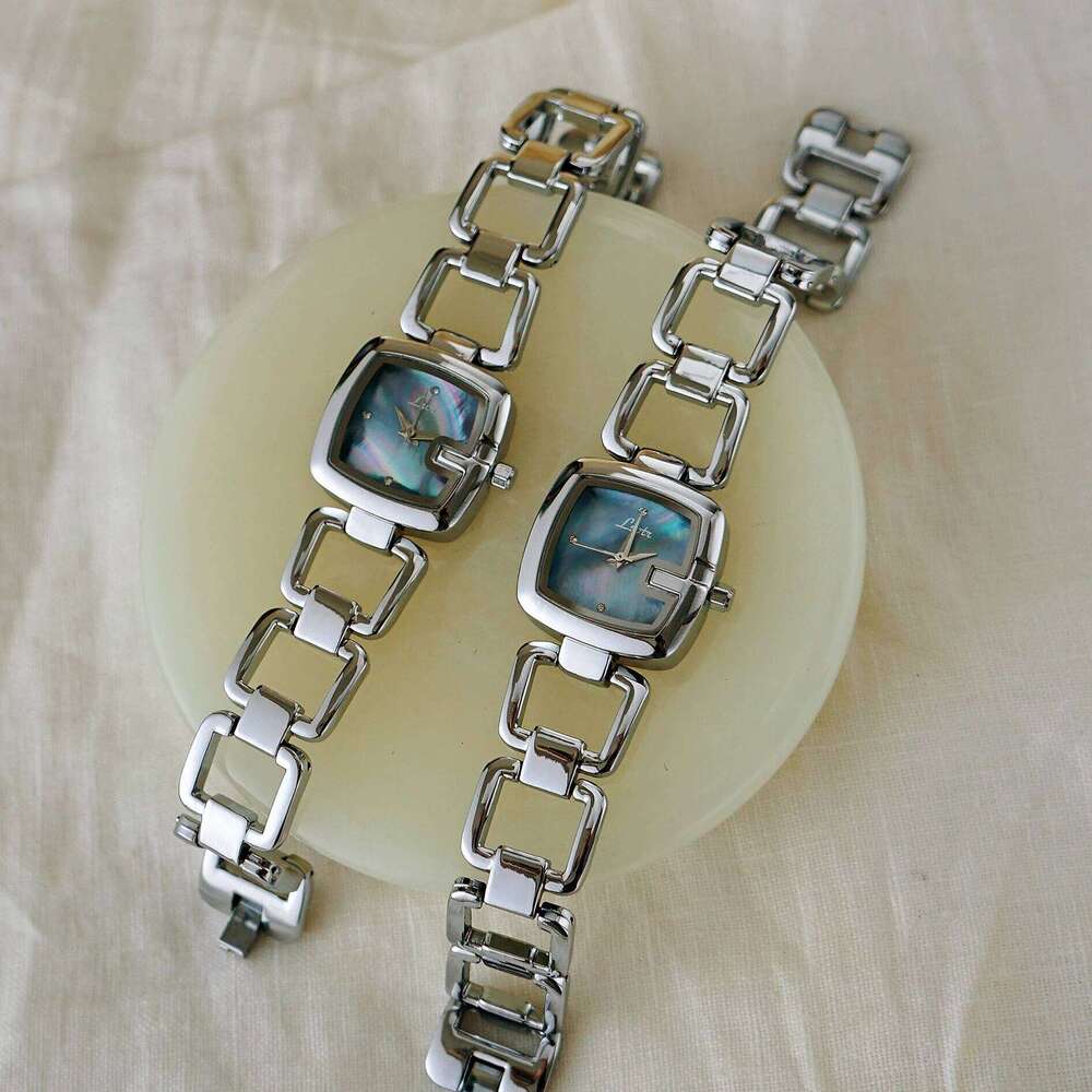 1pc Women's Elegant High-End Fashion Luxury Quartz , Stainless Steel Band, Rhinestone & Mother Of Pearl Dial, Hollow Design H260228