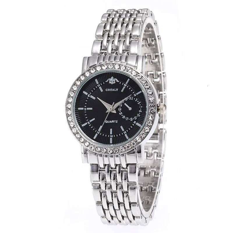 New Luxury Exquisite Women Business Fashion Casual Round Rhinestone Quartz Gift For Friends Family Relogio H260228