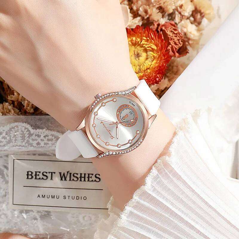 Fashion Rhinestone Women Quartz Casual Silicone Band Ladies es Clock Gift Reloj MujerWithout Box H260228