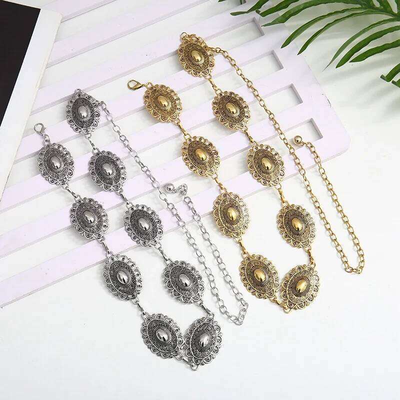 Boho Ethnic Style Retro Metal Sun Moon Waist for Women Fashion Versatile Dress Belt Belly Chain Body Jewelry Accessories H260228