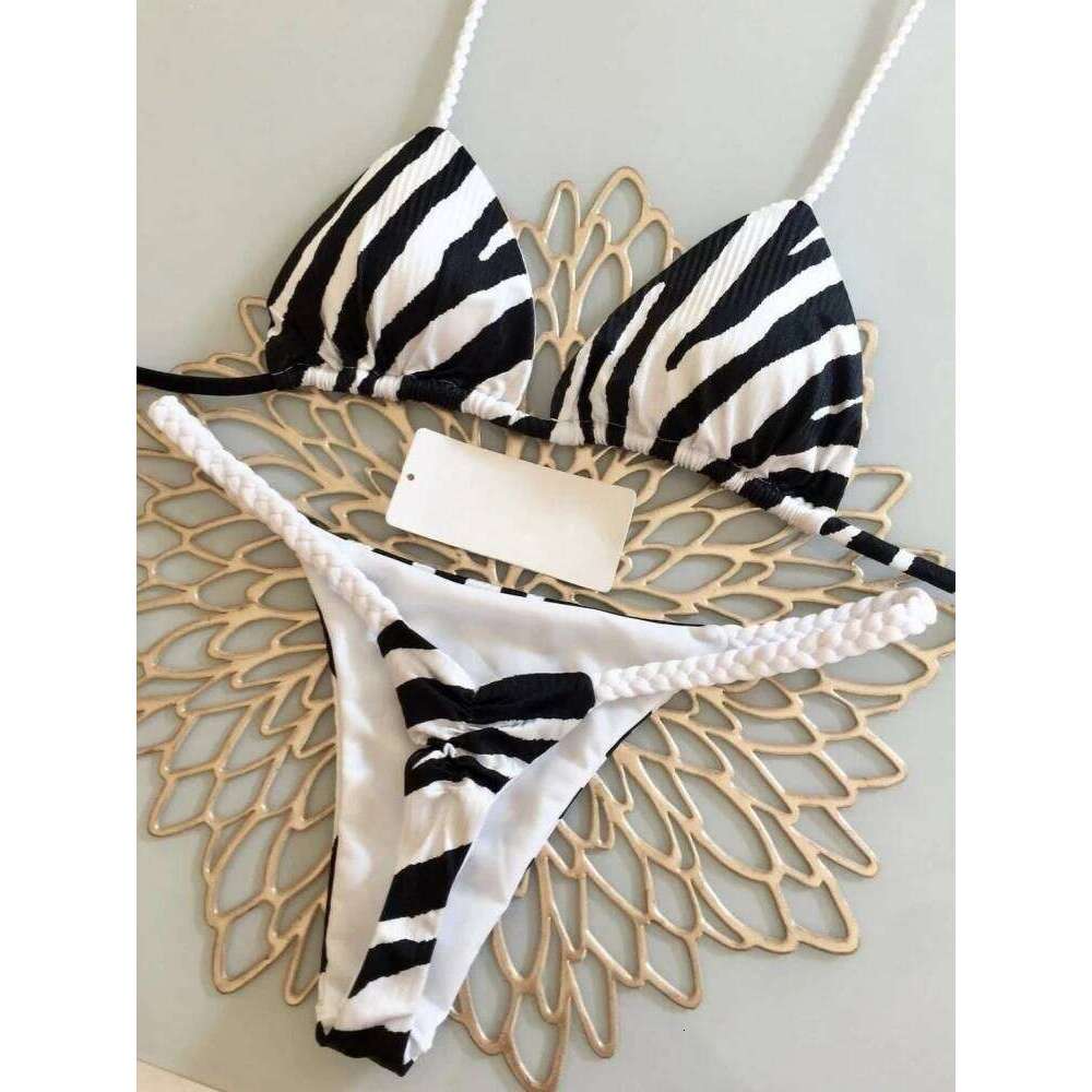 High Waist Swimsuit Sexy Thong Bikini Set Zebra Print Brazilian Swimwear 2023 New Biquini Swim Bathing Suits Women Z260301