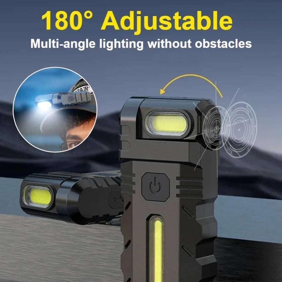 Multifunctional Pocket Magnetic Flashlight With Clip Waterproof Rechargeable Torch For Outdoor Camping Fishing Emergency Lantern Z260301