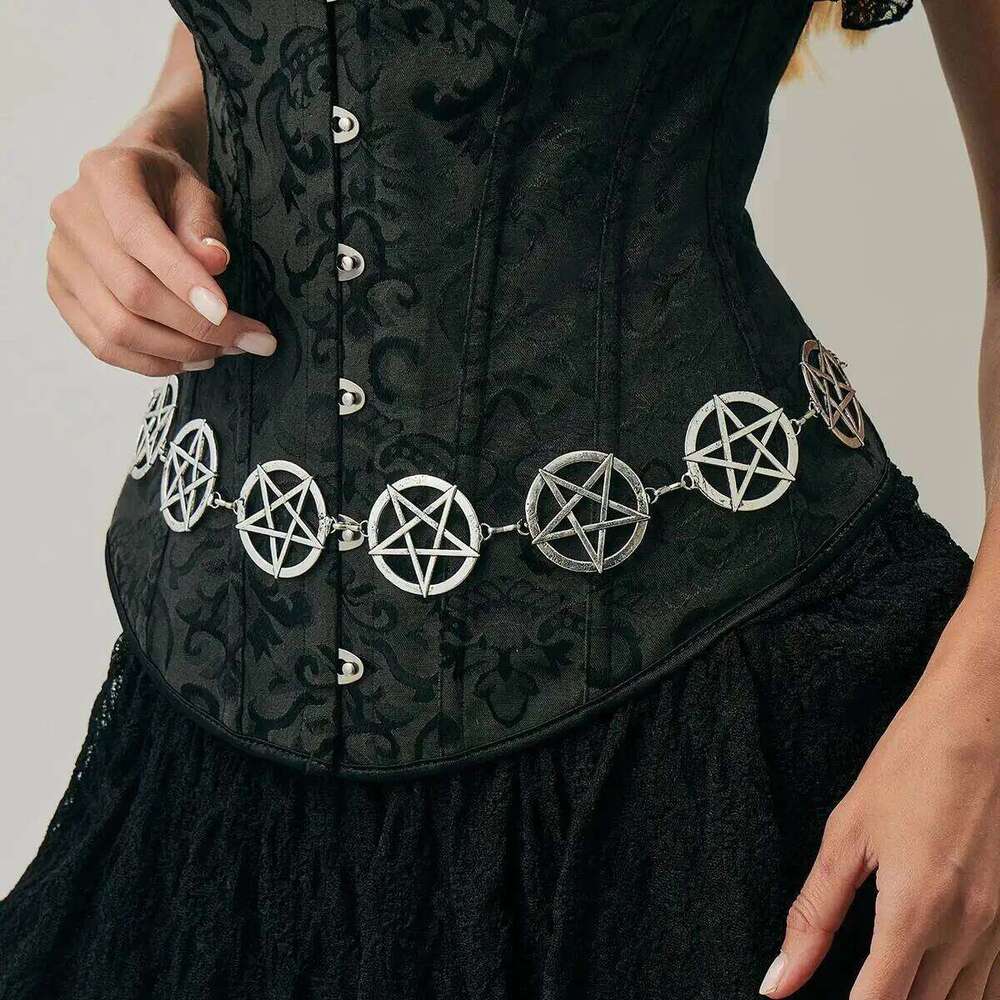 PuRui Neo Gothic Creative Round Hollow Big Pentagram Belly Waist Chain for Women Trendy Punk Metal Body Jewelry Accessories Gift H260228