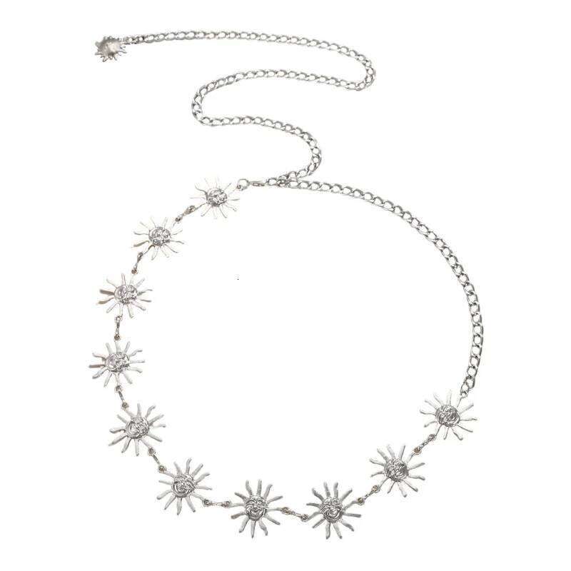 Fashion Metal Sun Women's Adjustable Durable Retro Waist Gold/Silver Carved Chain Belt H260228