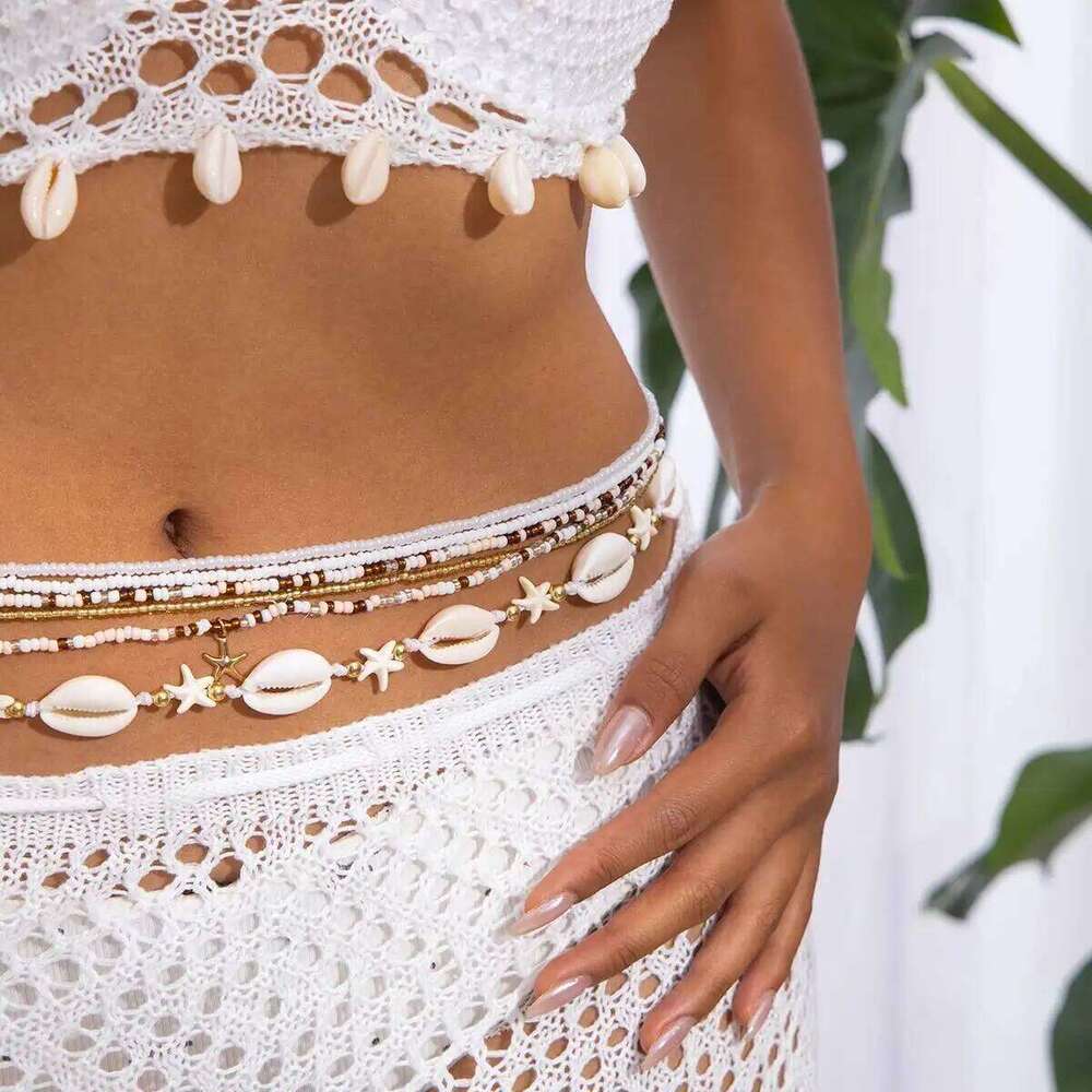 Ingemark 6Pcs/Set Boho Sexy Elastic Beads Waist Chain for Women Bikinis Summer Beach Ethnic Belly Belt Body Jewelry Gift H260228