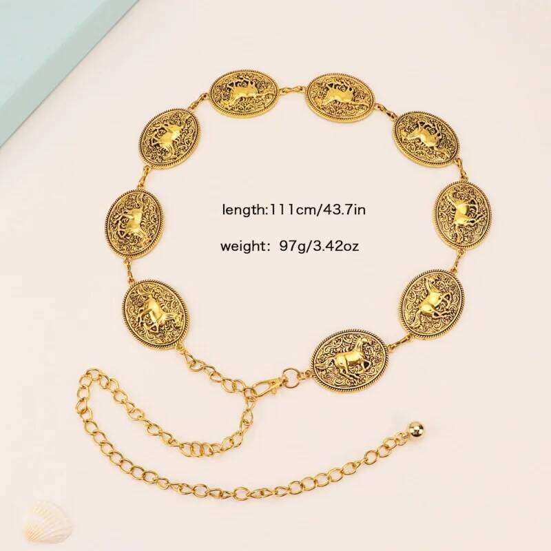 Western Cowboy Cowgirl Horse Waist Boho Chain Belts Adjustable Body Jewelry Dress Girdle For Women daily Party H260228