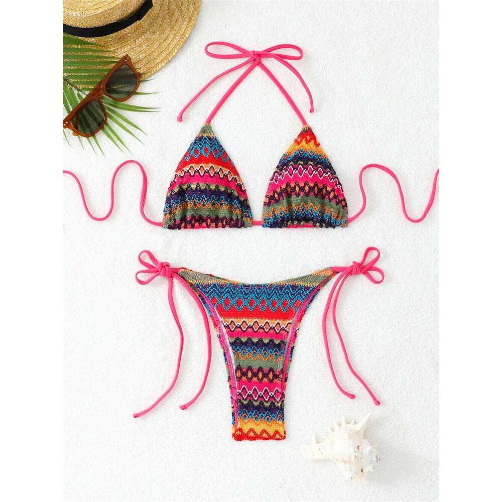 Boho Jacquard Bikinis Sets Embroidery Y2K Swimsuit Push Up Bikini Thong Vacation Swimwears Women Retro Beach Outfit Bathing Suit Z260301