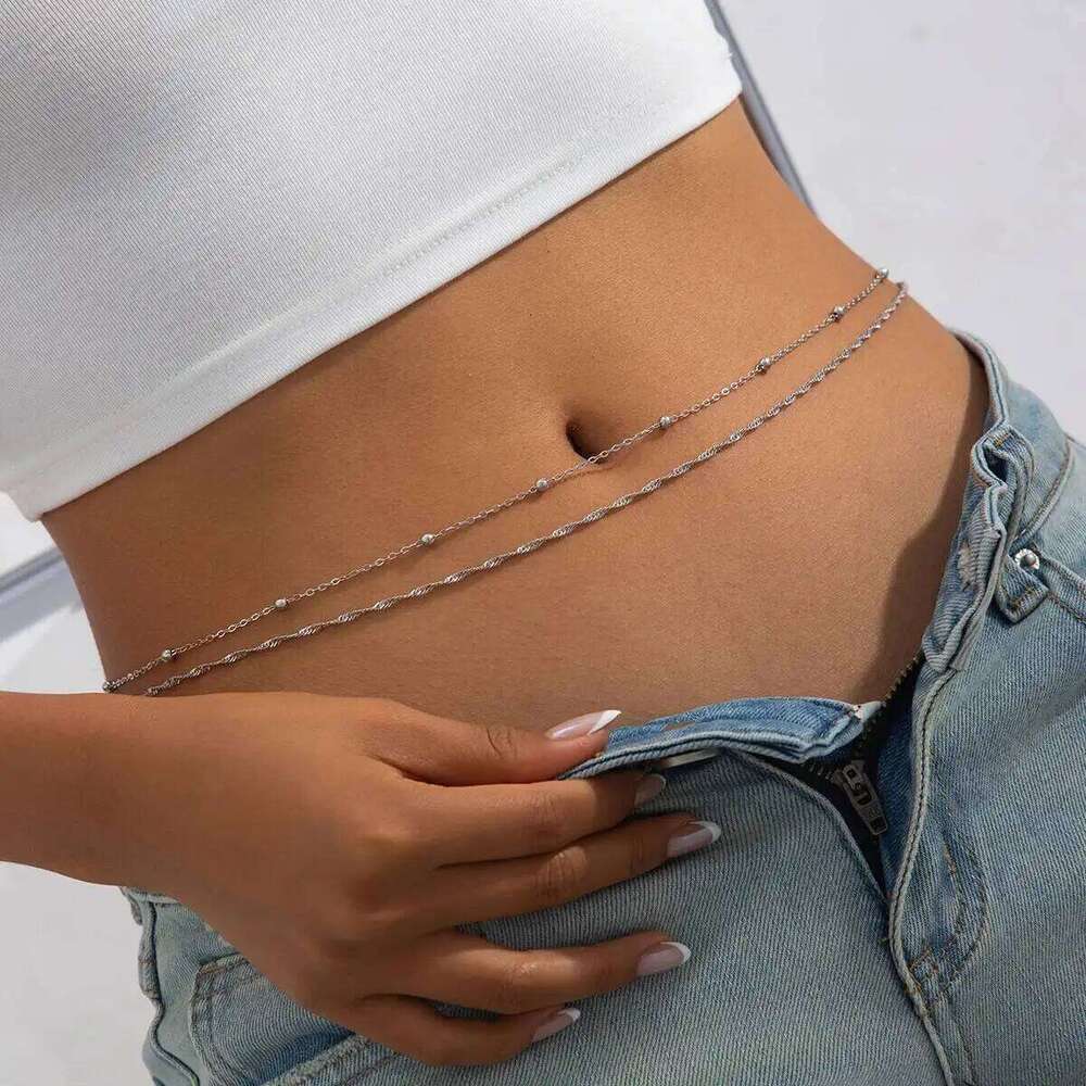 SHIXIN 2 Pcs Sexy Double Layer Thin Waist Belly for Women Bohemian Bikini Body Chain Jewelry Summer Beach Accessory H260228